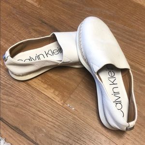 White Calvin Klein Slip On Espadrilles 🤍